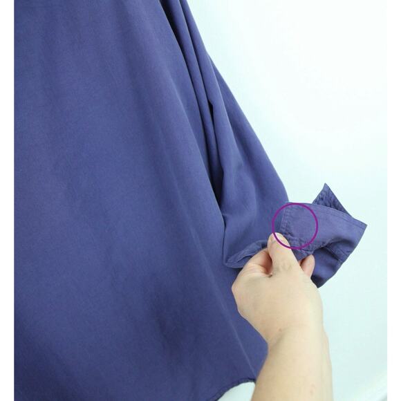 Vintage Women's Large Silk Blouse Flap Pocket Minimal Officecore Luxury 90s FLAW - Picture 8 of 8